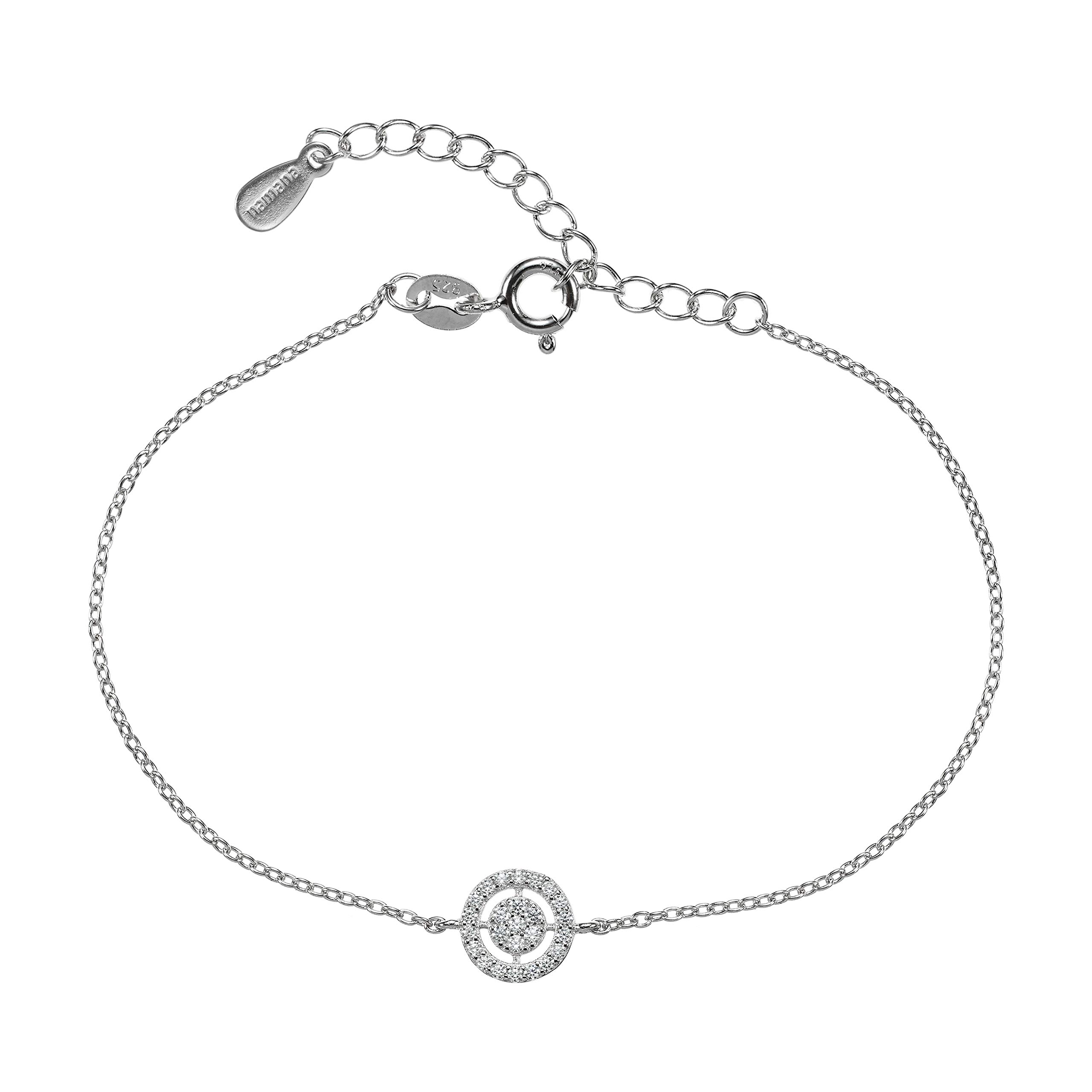namana Target Sterling Silver Bracelet for Women. Fine Silver Bracelet set with AAA Cubic Zirconia (20)