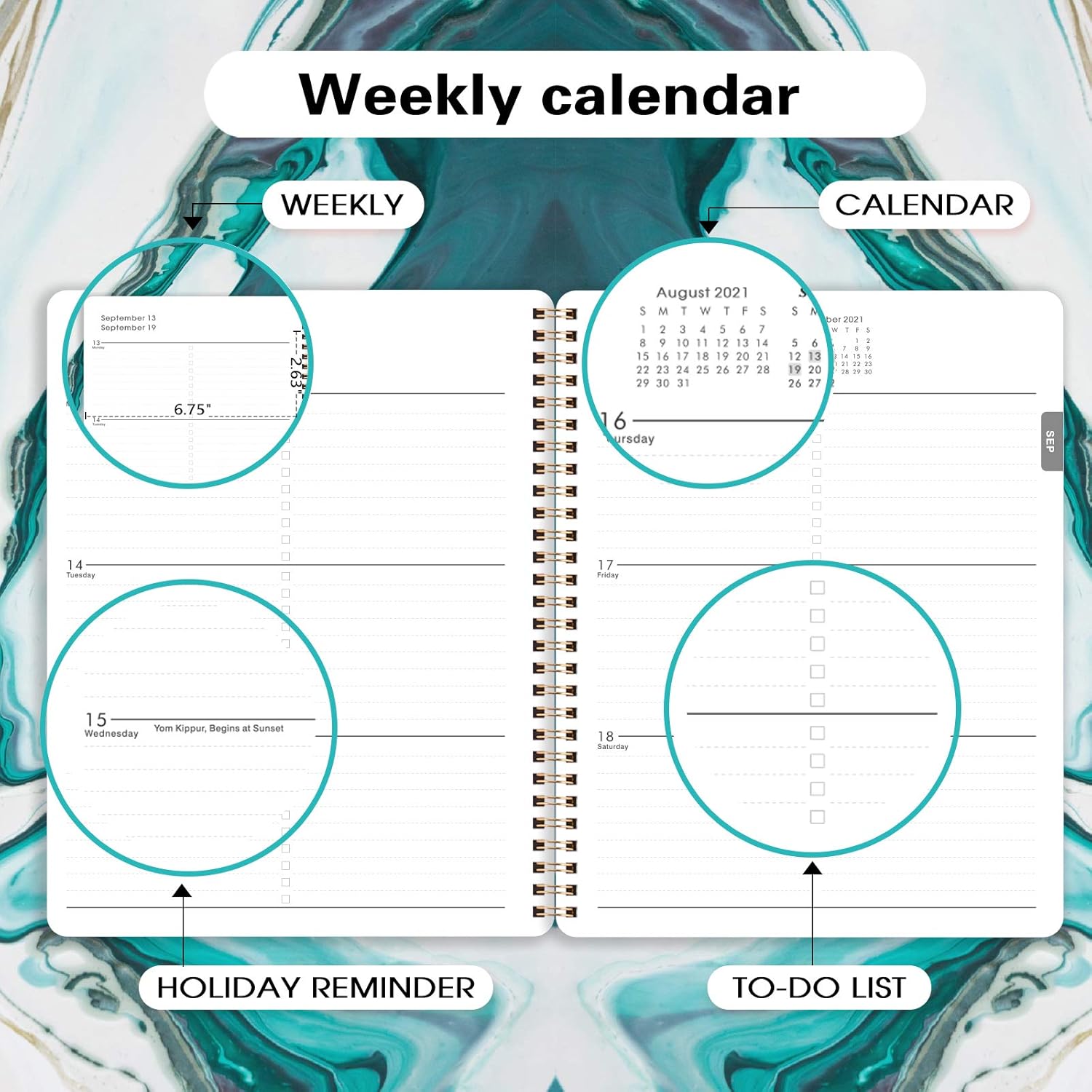 Planner 2021-2022 - Academic Planner with Tabs, 8" x 10", Jul. 2021 - Jun. 2022, Weekly & Monthly Planner, Thick Paper, Twin-Wire Binding - Sea Blue : Office Products