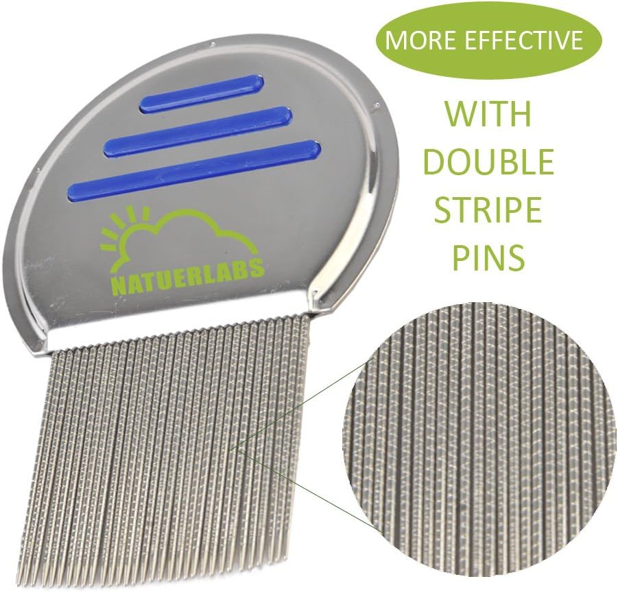 Head Lice Removal Comb - Stainless Steel Nit Free Fine Tooth Metal Comb - Remove Head Lice and Nits for Adults & Kids (6 Pack)