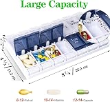 CSTDE Weekly Pill Box Organiser Large 7 Day 2x Daily Push Button view 2