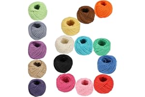 MCFANBE 1312 Feet Jute Twine 16 Roll Strong Cord Thick Rope String for DIY Art Craft Gift Wrapping Home Garden Deco (16 Colors)