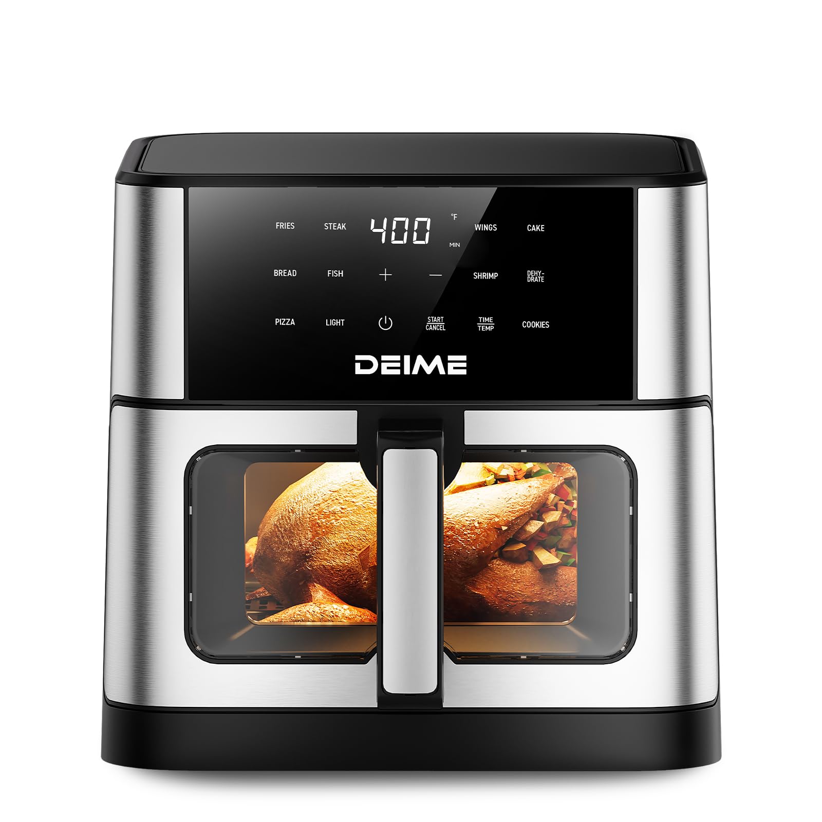 DEIME Freidora de aire 10.2 QT sin aceite 1700 W freidoras de aire de horno de gran capacidad Cocina saludable con 10 preestablecidos, freidora de aire grande para familias Ventana de cocción visual, cesta antiadherente, receta incluida