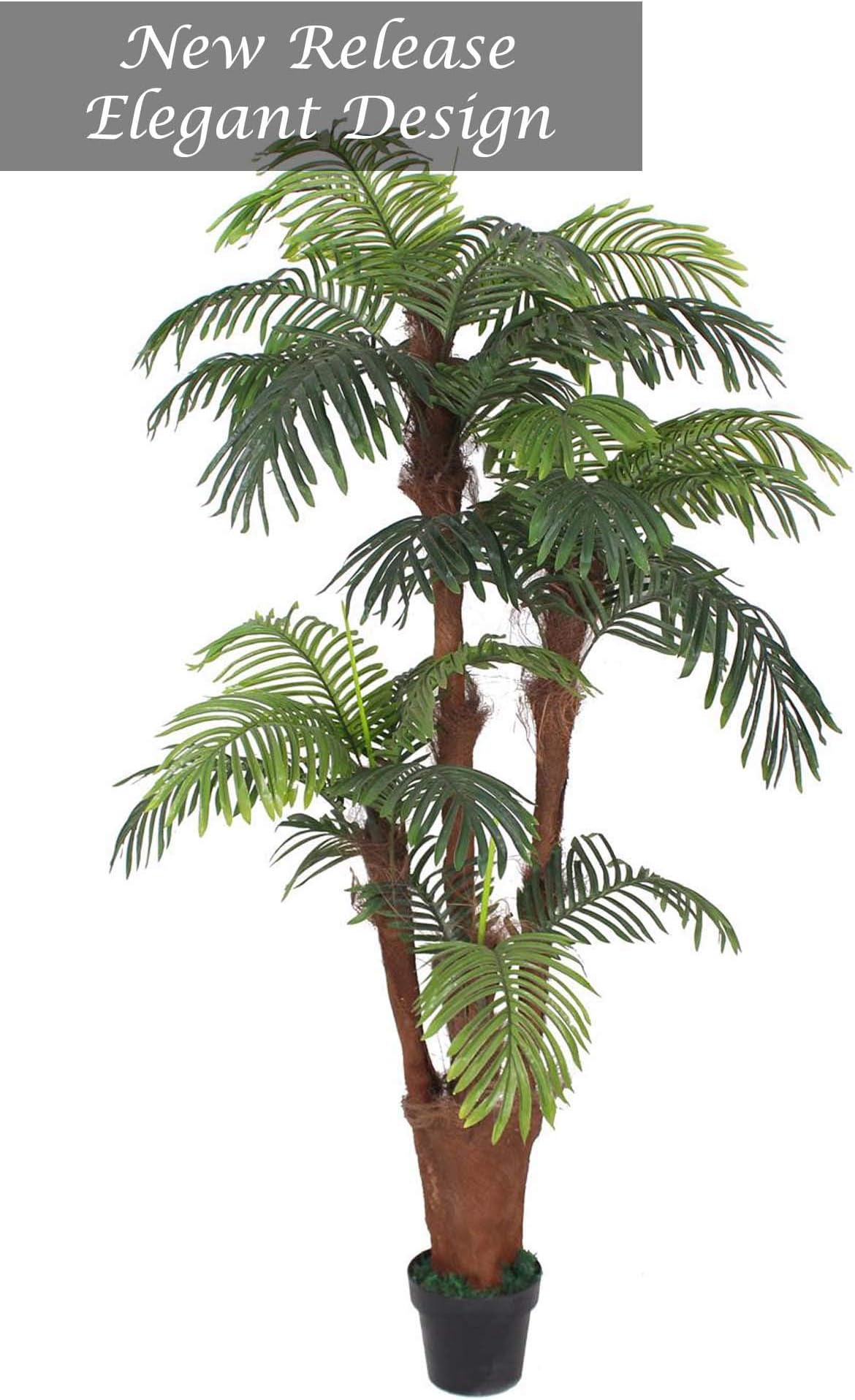 AMERIQUE, Green Gorgeous 6 Feet Multi-Head Palm Tree Artificial Plant with UV Protection, Pre Nursery Pot, Feel Real Technology, Super Quality