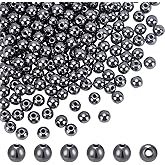 UNICRAFTALE About 204Pcs Hematite Beads Black Natural Stone Bead 6mm Tiny Loose Beads Round Spacer Bead for Jewelry Making DIY Necklace Bracelet