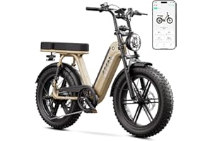 TS TST GRP LLC TST Electric Bike for Adults, 1500W Peak Motor Ebike with 48V 15Ah Built-in Battery, 60 Miles Range 28 MPH Electric Bike, 20" Fat Tire E Bike with Rear Seat, Footrest