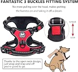 PoyPet No Pull Dog Harness Reflective Front Chest Clip 4 Adjustable Straps Red L view 3