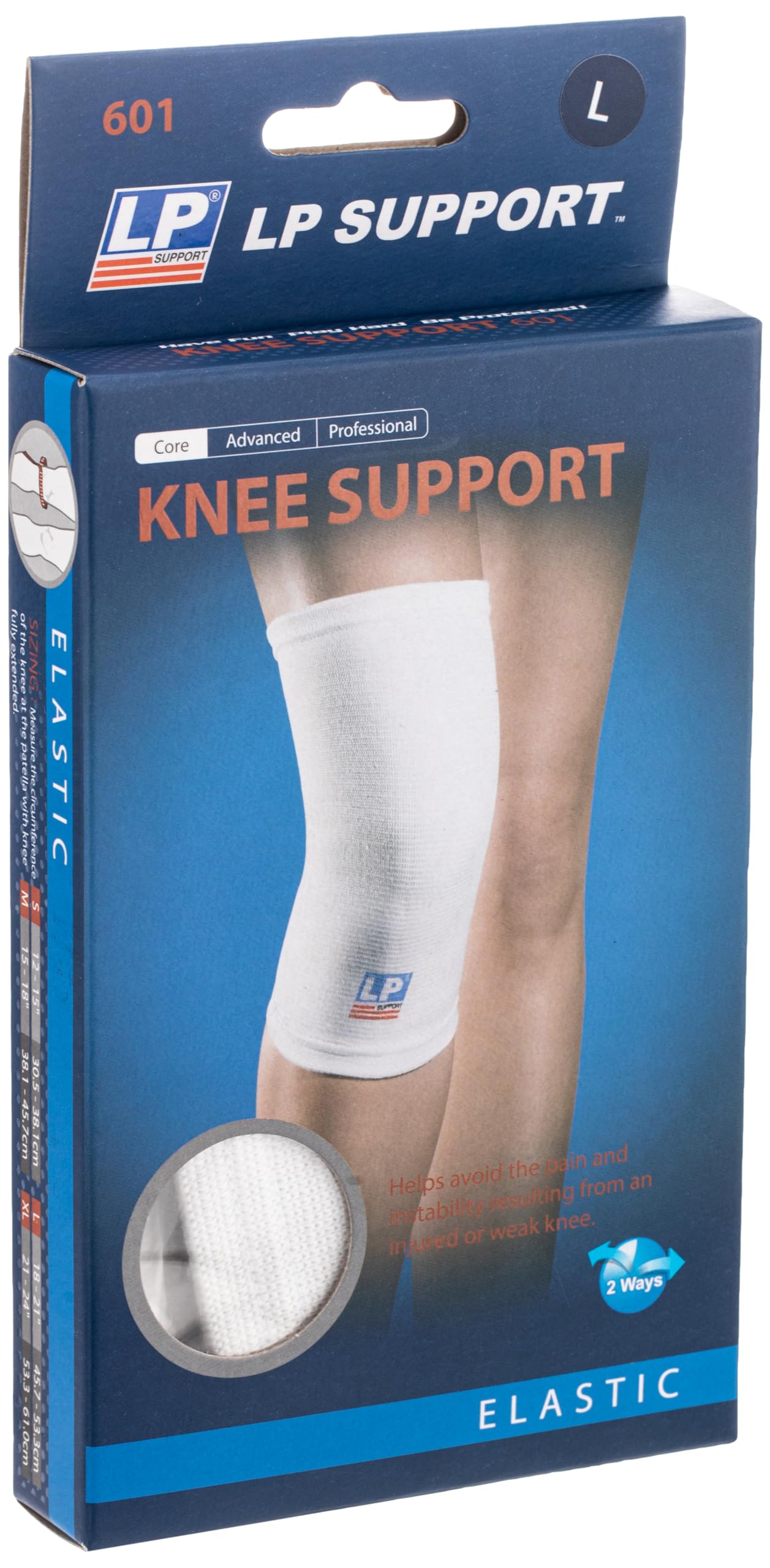 LP Elasticated Knee Support - Arthritis Pain Relief, Knee Compression Support & Sports Injury Rehabilitation, White - Large