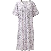 Keyocean Women Nightgowns, Soft Comfy Lightweight 100% Cotton Short Sleeves Comfy Ladies Nightdress