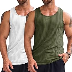 Runcati Men's Ribbed Tank Tops 2 Pack Knit