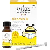 Zarbee's Baby Vitamin D Drops, 400 IU per Drop, with Dropper, 0.47 fl oz | For Babies & Newborns Ages 0+ Months, 400 IU Per D
