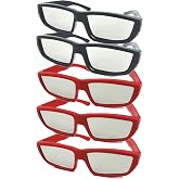 Bookishbunny 5 Pairs Solar Eclipse Viewers Plastic Glasses Sun Viewing ISO Certified Red Adult Size (Black + Red)
