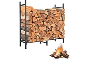 AngyangguoJi Firewood Rack Outdoor, Premium Heavy-Duty Stable Wood Holders and Easy to Install Indoor Wood Storage Solution Log Racks for Fireplace, 2.8 FT