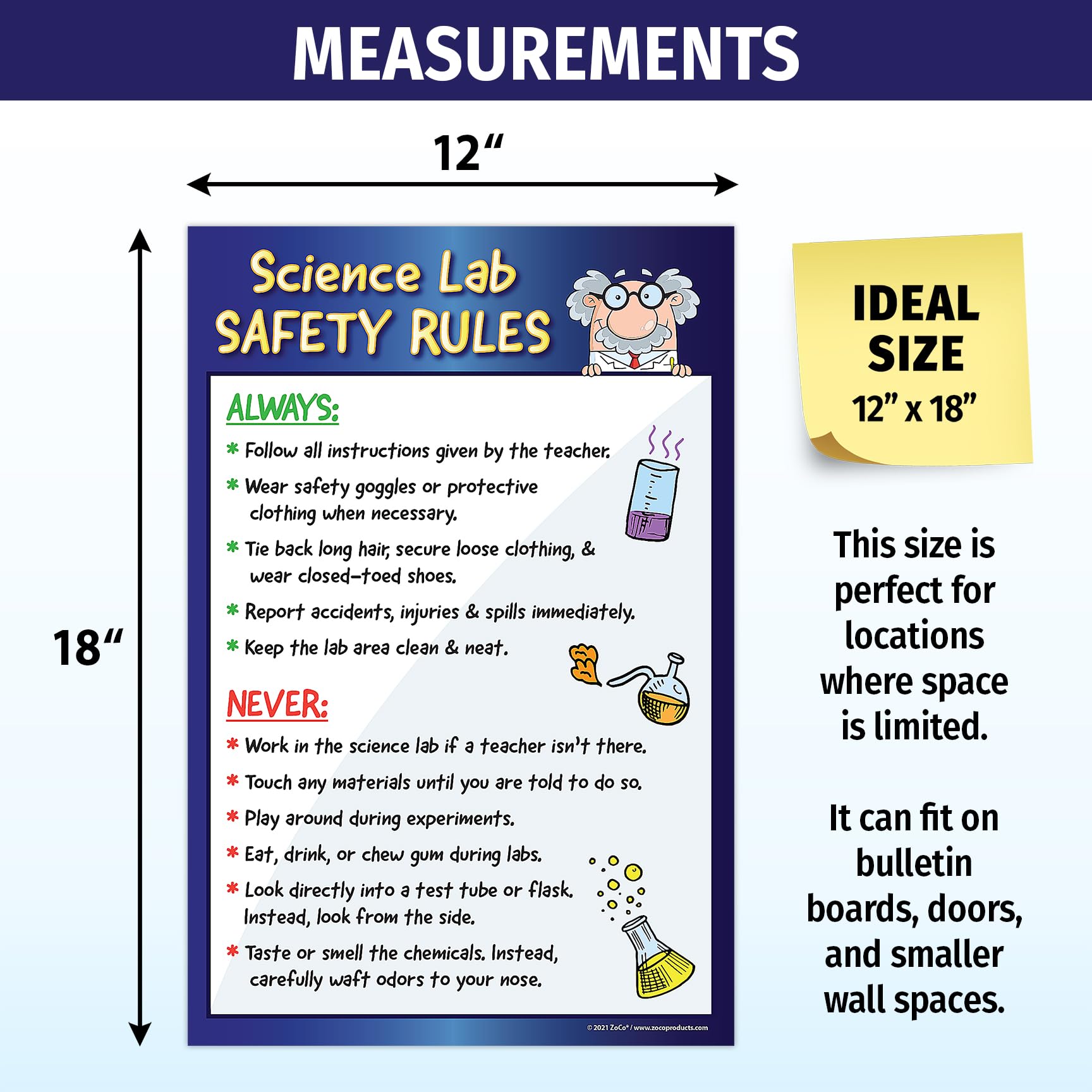Mua ZOCO – Science Lab Safety Rules Poster – Laminated 12x18 Classroom ...