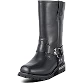 RiderVibe Motorcycle Boots for Women Black Mid Calf Motorcycle Riding Boots Waterproof PU Leather Boots