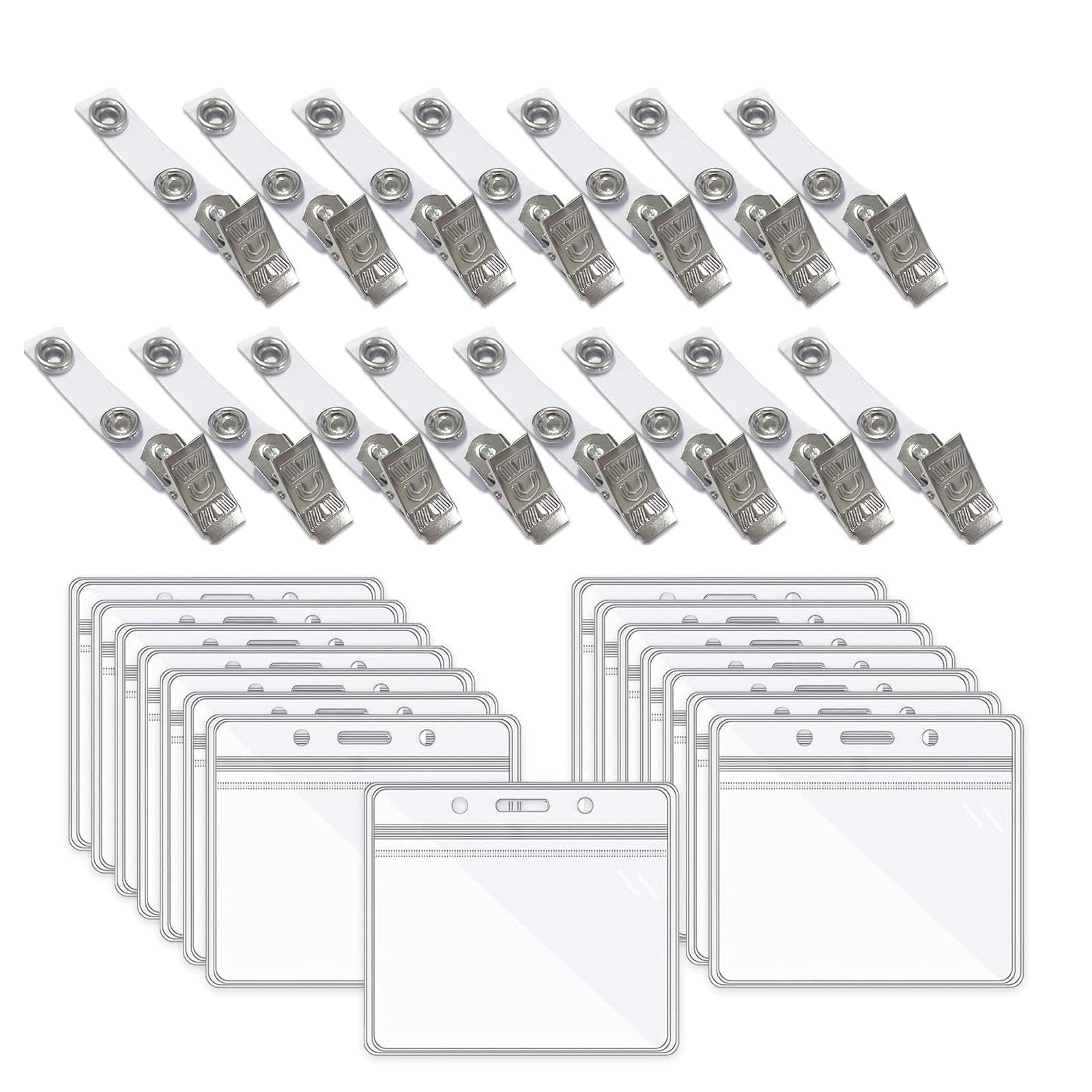 LMOGWL 15piece transparent card holder set with clips,name tag badge holders,waterproof resealable zip fasteners,ID card plastic wallet pockets,credit card membership card driver's licence PVC holders