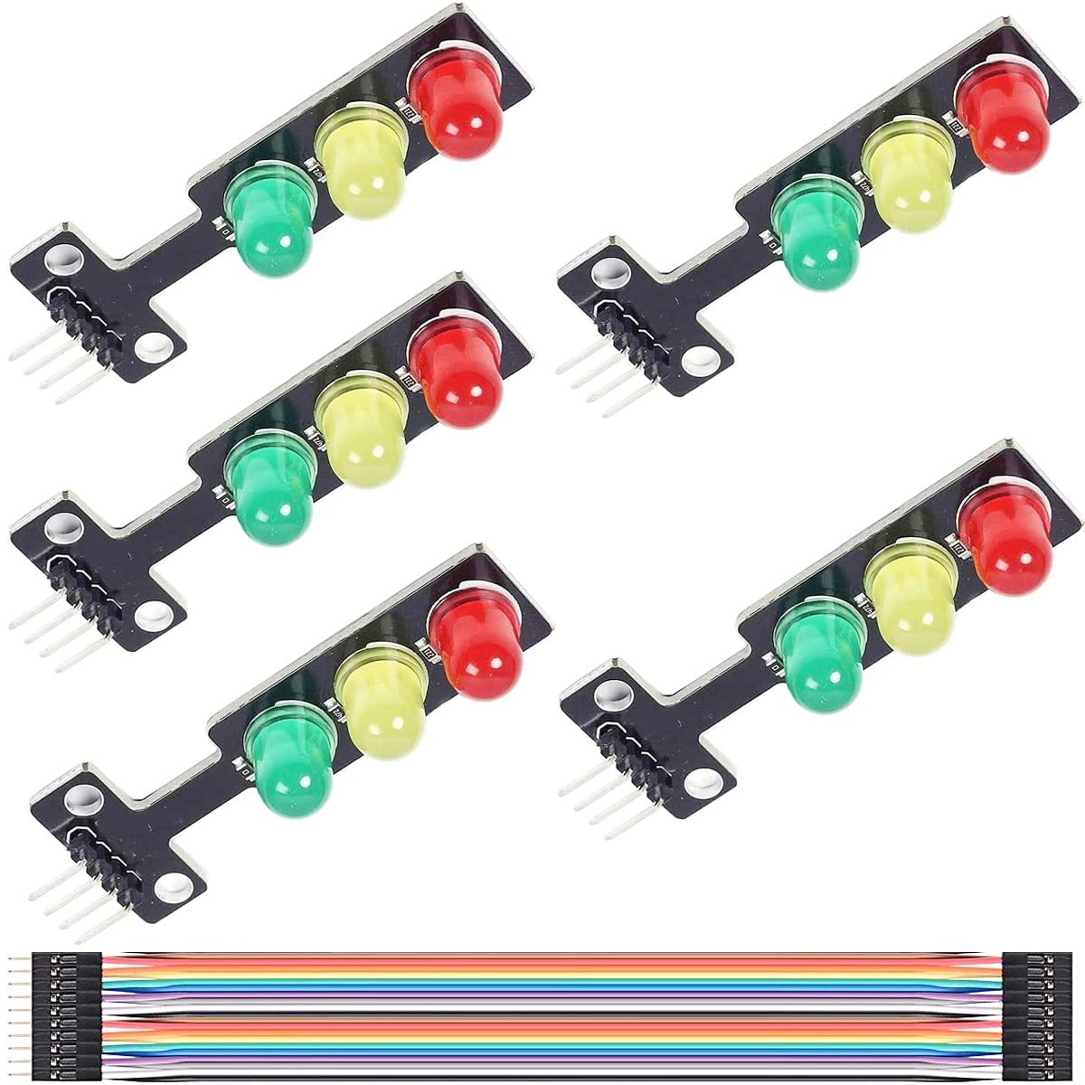Youmile 5 pcs Mini Traffic Light Display Module LED DC 5V 5mm Display Module Mini Light-Emitting Diode Traffic Light with Dupont Cable for Arduino DIY