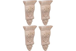 RDEXP 16x8x2.8cm European Style Wood Carved Onlay Appliqu Frame for Restaurant Decor Door Corner Cabinet Home Furniture Set of 4