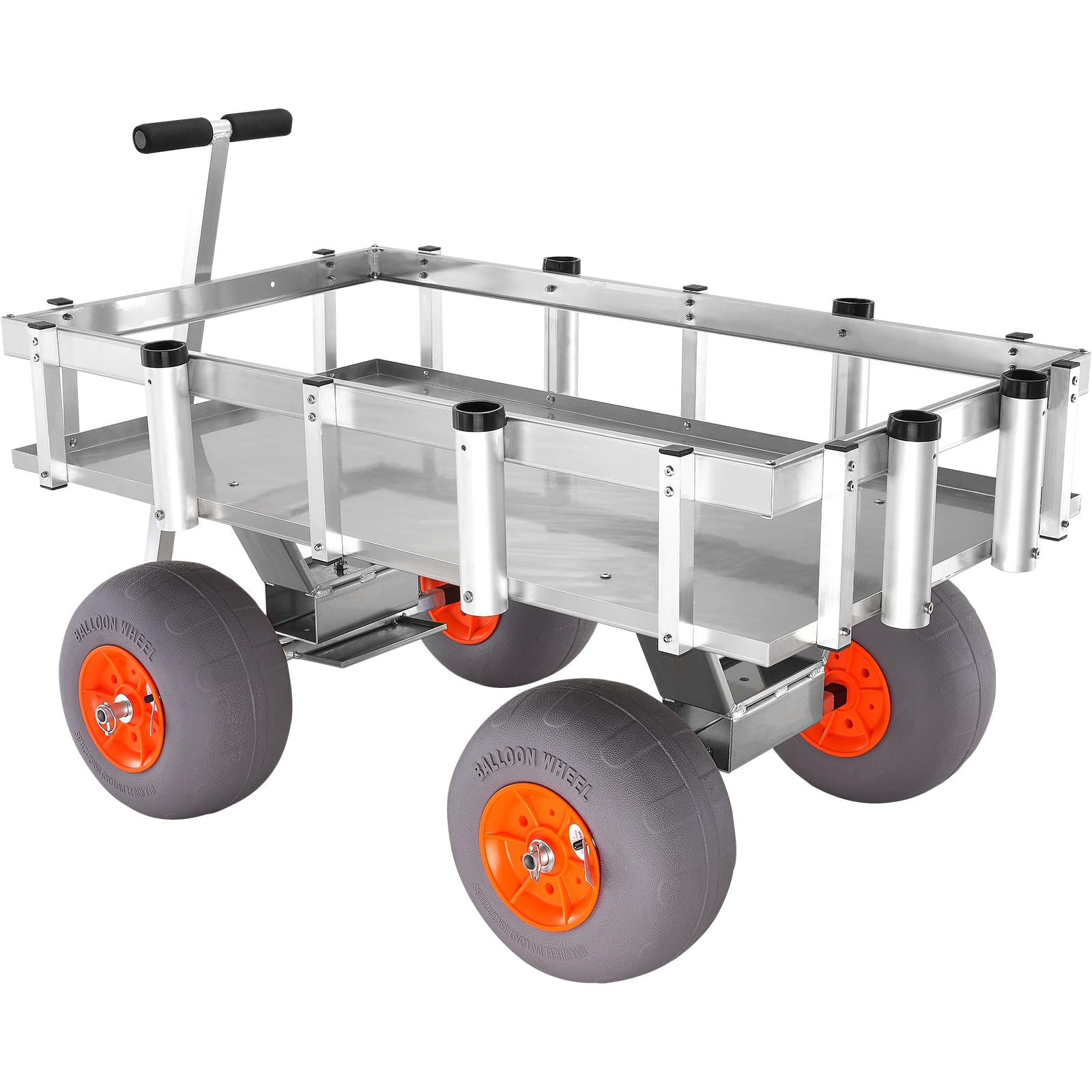 Photo 1 of ******************FOR PARTS ONLY- Missing several parts (including 2 wheels)**************
VEVOR Beach Fishing Cart, 400lbs Load Capacity, Fish and Marine Cart with Four 13" Big Wheels PU Balloon Tires for Sand, Heavy-Duty Aluminum Pier Wagon Trolley with