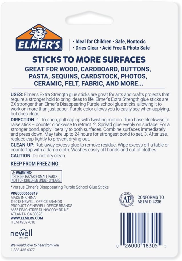 Elmer’s Extra Strength School Glue Sticks, Washable, 6 Gram, 4 Count : Office Products