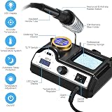 Preciva 60W Soldering Station LCD Display 90-480C 5 Tips Solder Wire Sponge view 2