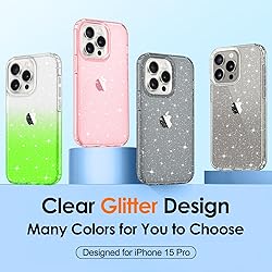 Hython Case for iPhone 15 Pro Case Glitter, Cute