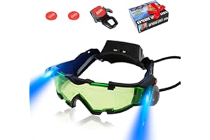 YIYIOOTH Kids Night Vision Goggles with Spy Frisbee Toys, 2 PCS Spy Lens/Glasses Toys with Flip-Out Lights Green Lens, Adjustable Spy Gear Night Mission Goggles Kit for Kids 6 7 8 9 10 11 12 Boy Gifts