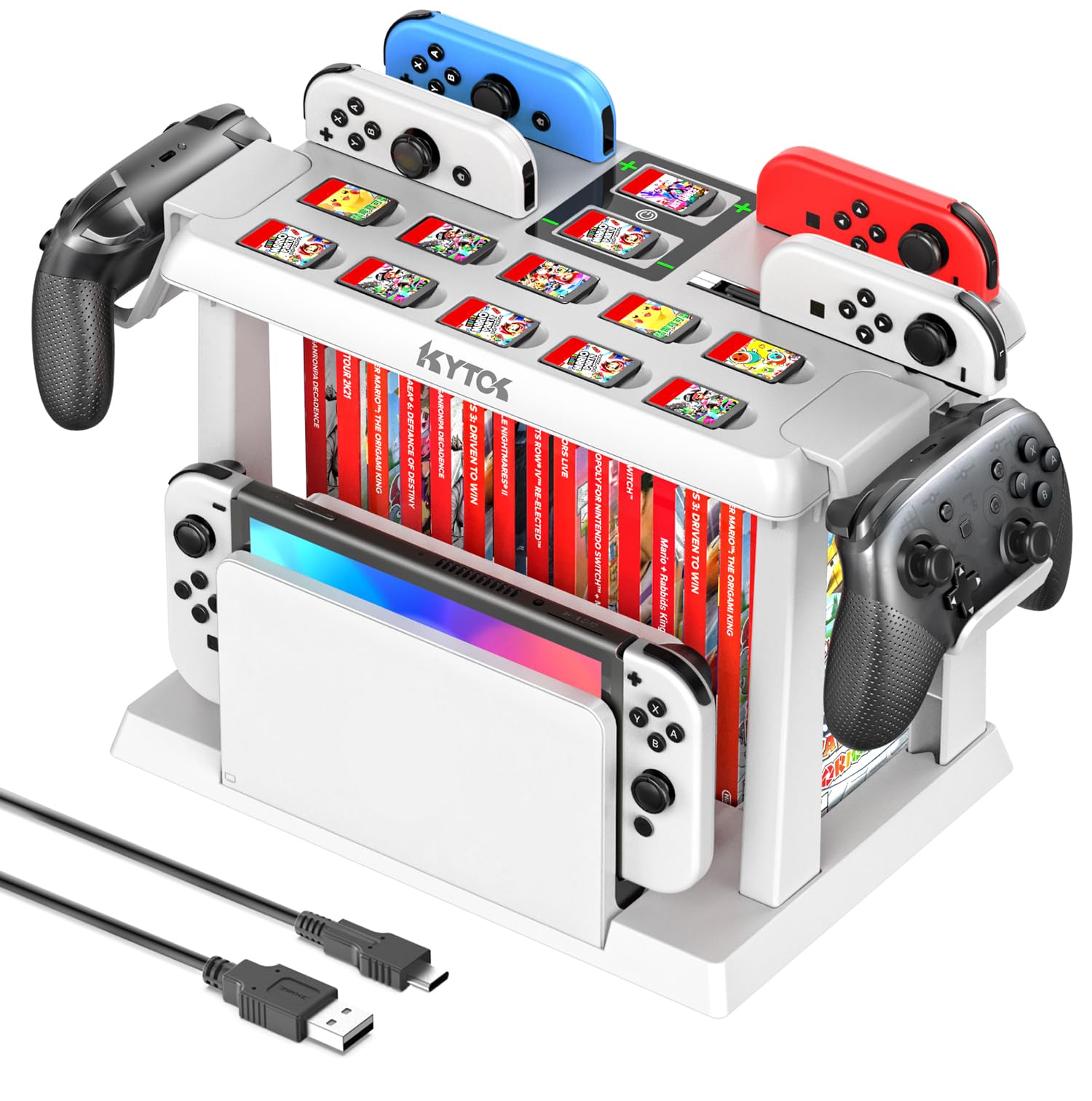 Kytok Switch Organizer Station with Controller Charger, Charging Dock for Nintendo Switch & OLED Joy-Cons, Storage for Games, TV Dock, Pro Controller, Accessories Kit Image