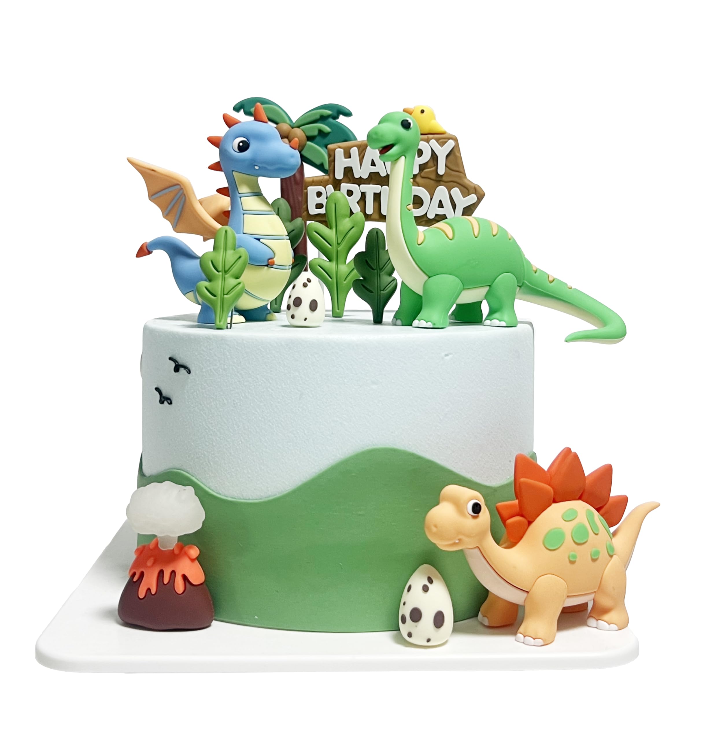 Dinosaur Cake Topper Cupcake Topper Cake Decorations for kids Birthday Baby Shower Party Supplies (green)