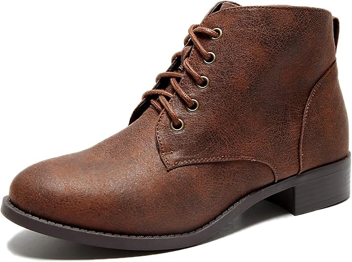 Amazon.com | Women's Wide Width Ankle Boots, Low Heel Lace Up Side Zipper Booties Cozy 