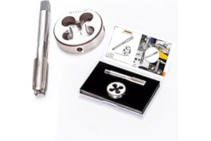 KIJOEERICA M12 x 1.25mm Metric Tap and Die Set, M12 x 1.25mm High-Speed Steel Machine Round Tap Die Set, Right Hand Thread Tap and Round Thread Die Tool