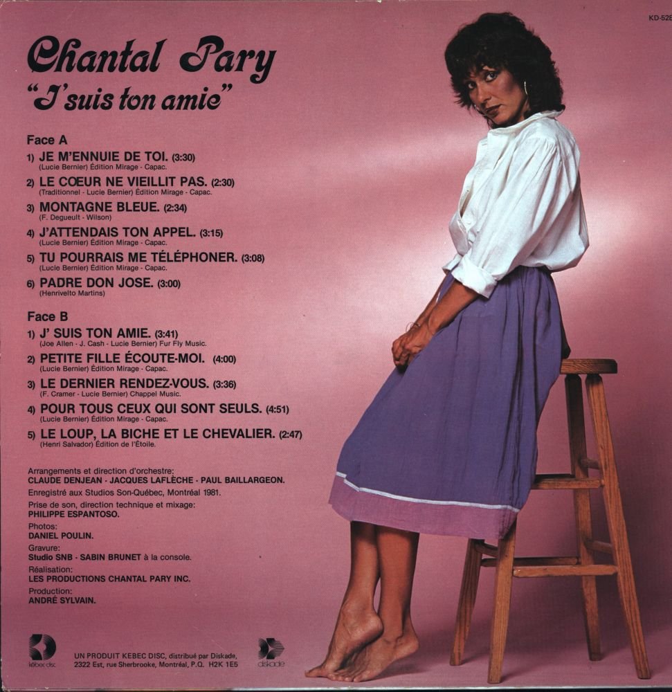 Chantal Pary Chantal Pary J Suis Ton Amie Kebec Disc Kd 528 Near Mint Nm Or M Near Mint Nm Or M Lp Album Amazon Com Music