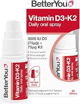 BetterYou Vitamin D3 K2 Oral Spray 3000IU with MK-7 12 ml Peppermint