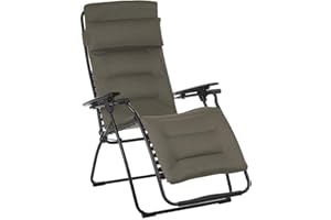Lafuma Futura Air Comfort Zero Gravity Recliner (Taupe Grey) Padded Folding Outdoor Reclining Chair