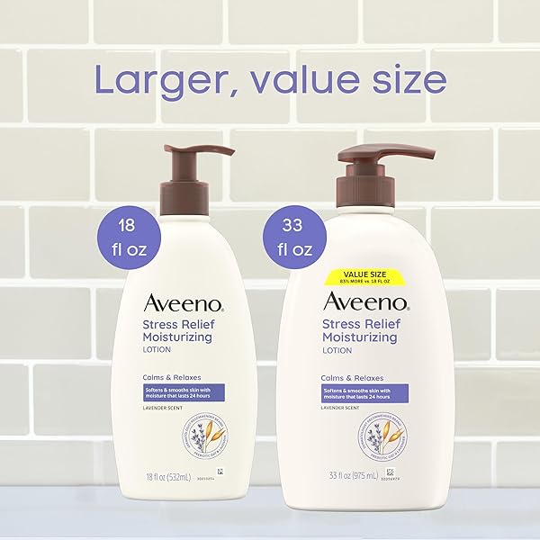 AVEENO STRESS RELIEF MOISTURIZING BODY LOTION WITH LAVENDER SCENT, TO HELP YOU FEEL CALM AND RELAXED, HYDRATING BODY LOTION FOR DRY SKIN, 33 FL OZ