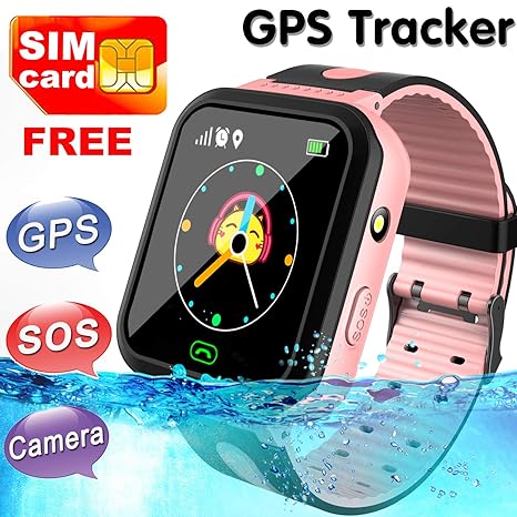 [SIM Card Included]Kids Waterproof Smart Watch Phone for Girls Boys - LBS/GPS Tracker Locator Touchscreen Smartwatch Games SOS Outdoor Digital Wrist ...