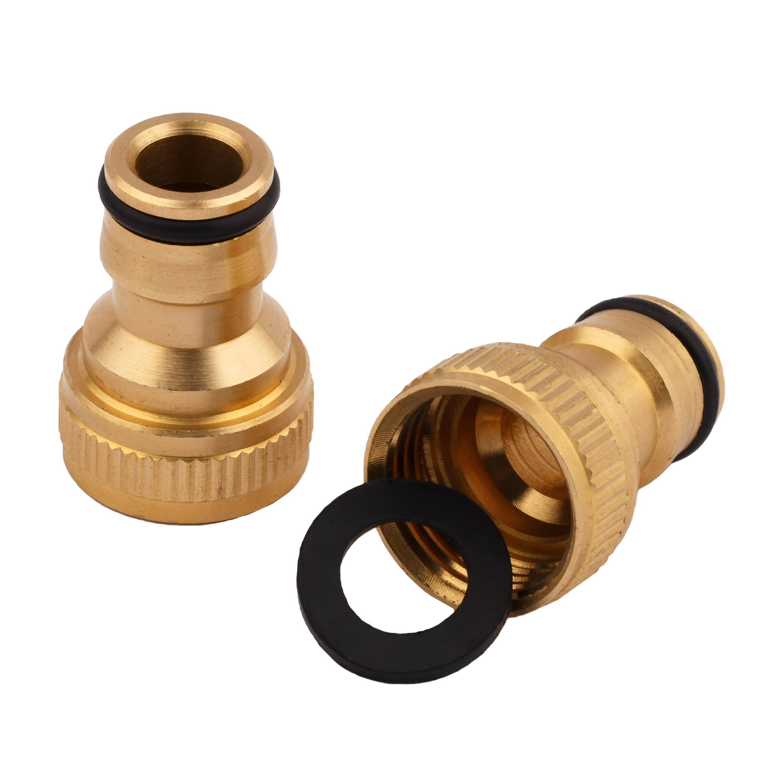 MIVOS 2 x Brass Tap Connector for Taps with 1/2 Inch BSP (21 mm) Male Thread - Tap Connector with Quick Coupling for Garden Hose