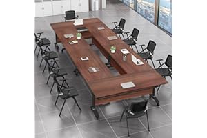HSHBDDM Folding Conference Table, Rectangular Conference Room Table Flip Top Mobile Training Table, with Caster Rectangular Modular Conference Room Table, for Office Conference Room Training Room