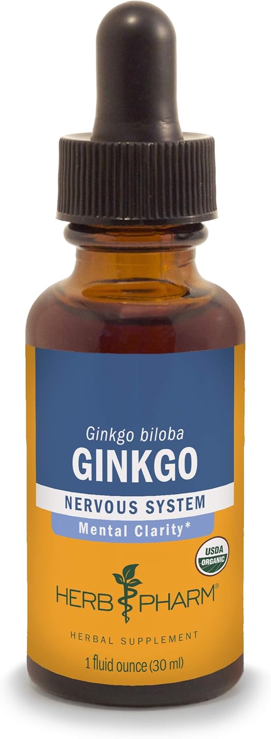 Herb Pharm Certified Organic Ginkgo Liquid Extract for Memory and Concentration - 1 Ounce (781468): Health & Personal Care