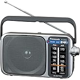 Panasonic Portable AM/FM Radio, Battery Operated Analog Radio, AC Powered, Silver (RF-2400D)