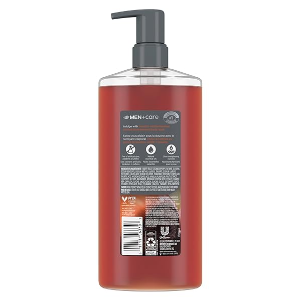 DOVE MEN MOISTURIZING BODY WASH | #1 DERMATOLOGIST BODY WASH FOR MEN, SULFATE FREE, PARABEN FREE, & DYE FREE | BOURBON VANILLA + HAZELNUT, 26OZ