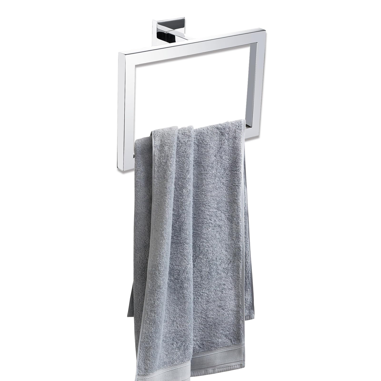 Modern Chrome Towel Ring Holder Wall Mounted Square Bathroom Accessory ACC121