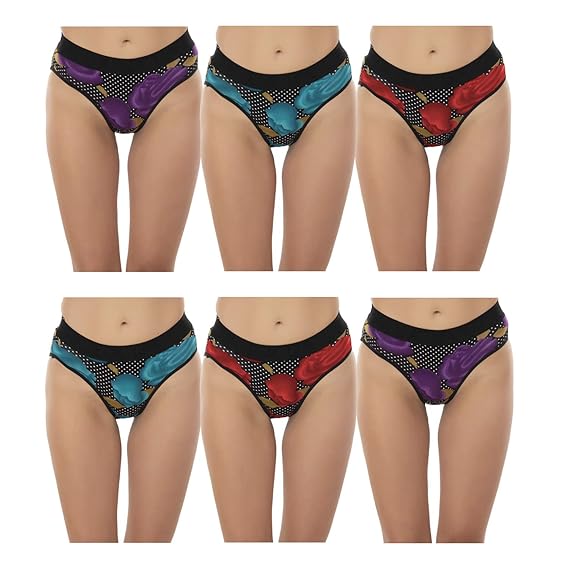 Tulip Women's 100% Cotton Multicolour Panties Combo Pack of 3pc, 6pc, 9pc & 12pc