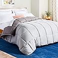 Linenspa All Season Hypoallergenic Down Alternative Microfiber Comforter, Stone/Charcoal, King