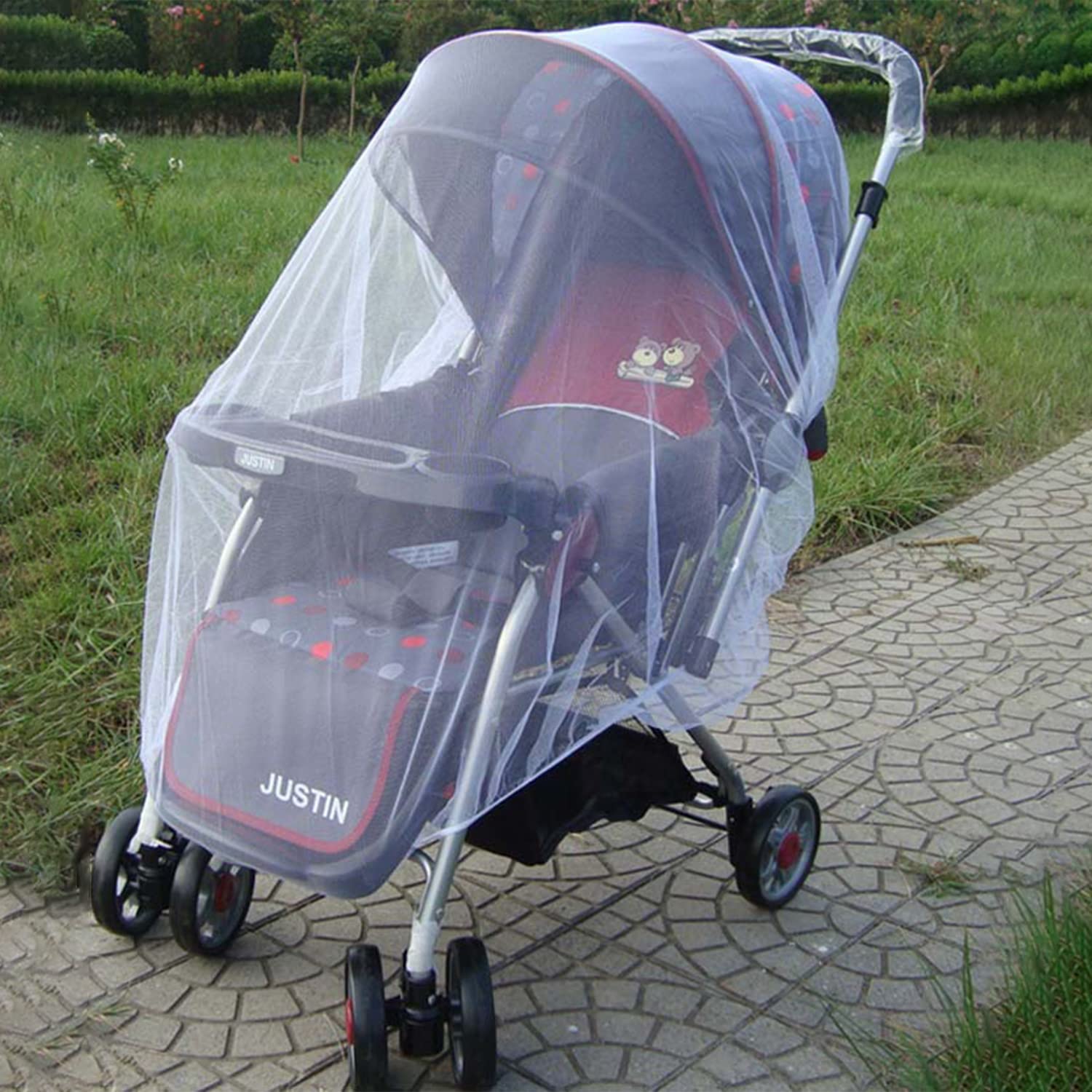 Pram Mosquito Net Universal Stroller Mosquito Mesh Net Baby Carriage Insect Net White Fly Bug Net Full Cover Mosquito Net with Elastic Band for Pram, Pushchair, Buggy, Carrycot, Cradle, Travel Cot