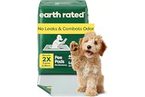 Earth Rated Max Absorbency Puppy Pee Pads for Dogs Absorbs 2X Faster & 2X More, Leak-Proof, Odor Control Potty Training, Unscented, Large, 22” x 23”, 40 Count