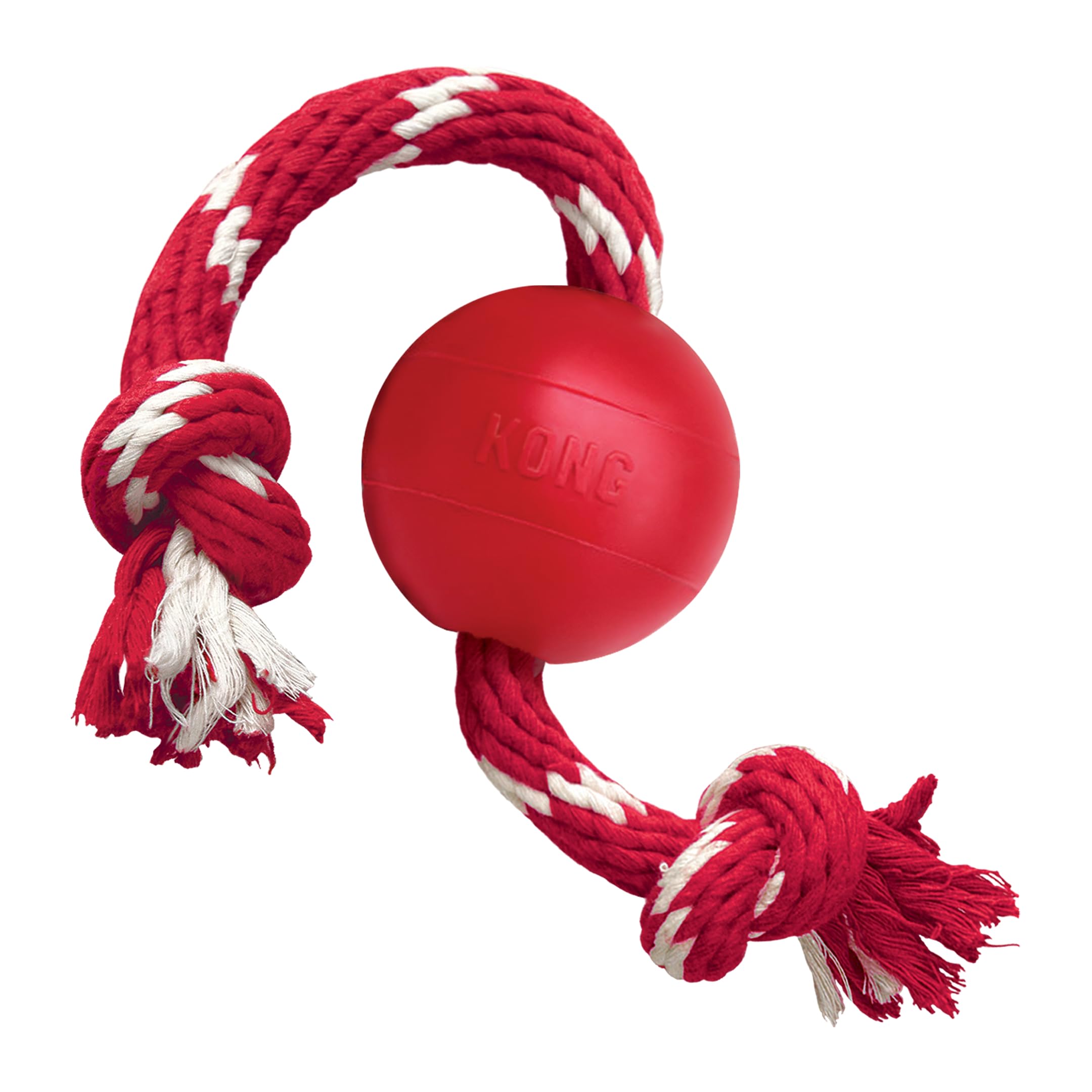 KONG - Ball with Rope - Durable Rubber, Fetch and Chew Toy - For Small Dogs