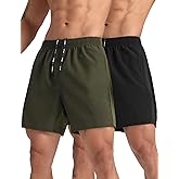 MAXCK 2 Pack Mens Lightweight Athletic Running Shorts 5'' Quick Dry Gym Workout Shorts with Zipper Pockets