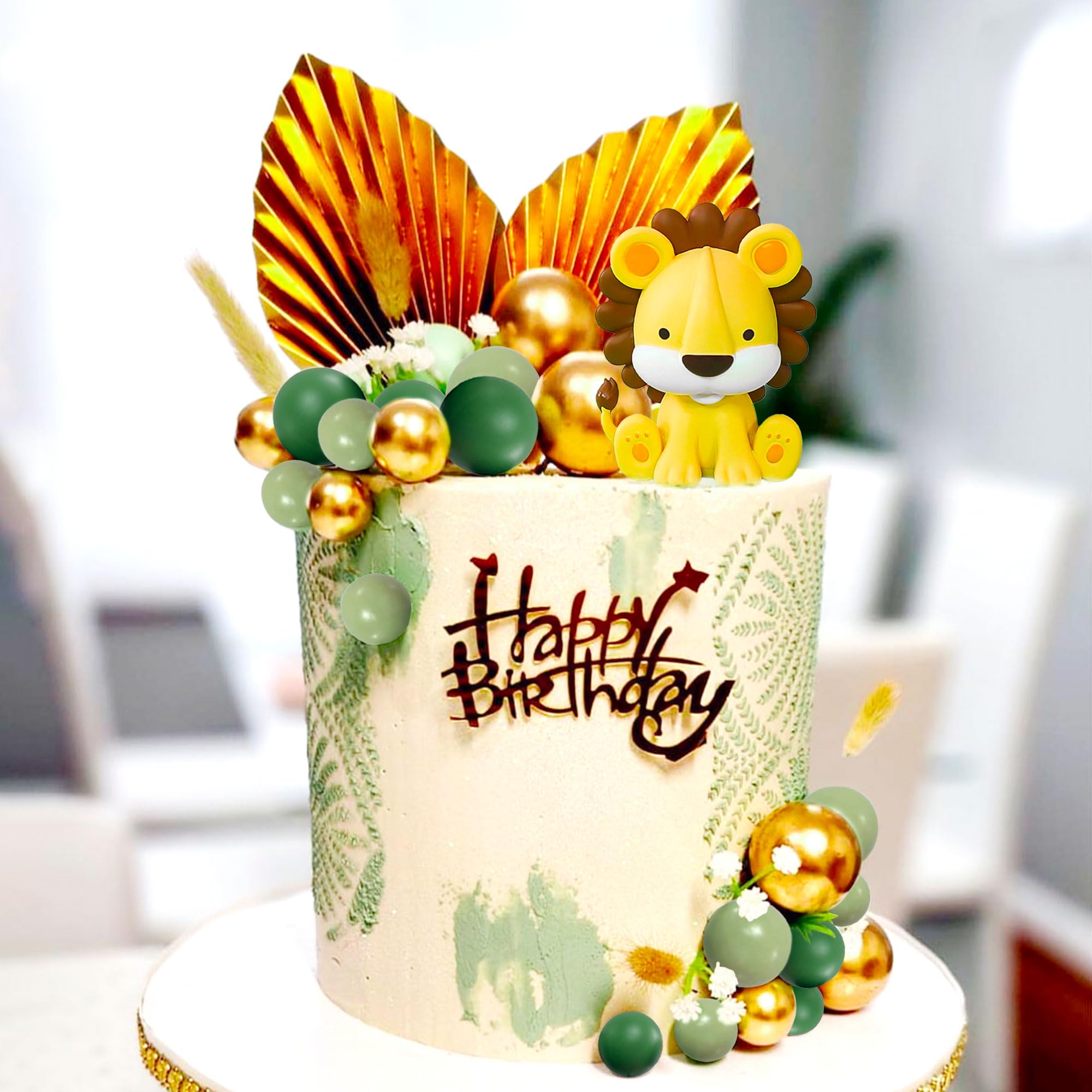 JeVenis Löwe Tortenaufleger Safari Tier Tortenaufleger Löwe Geburtstag Dekorationen Wild One Kuchendekoration Safari Kuchendekorationen 6