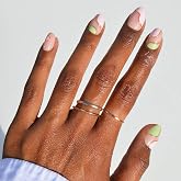 Glamnetic Press On Nails - Short Oval, Glossy Fake Nails 30 Pc Full Kit | Pink &amp; Green press on nails: Strawberry Matcha. Full nail kit. Glue on nails w/ gold foil art. Wear fake nails up to 2 weeks