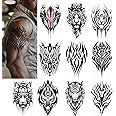 Temporary Tattoos for Men Women Teens 10 Sheets Fake Black Tiger Tattoo Stickers Realistic Large